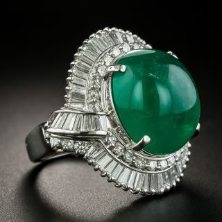 Estate 13.28 Carat Colombian Emerald and Diamond Cocktail Ring