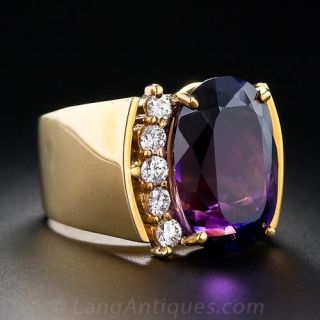 Estate 13.50 Carat Amethyst and Diamond Ring