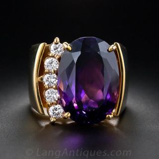 Estate 13.50 Carat Amethyst and Diamond Ring