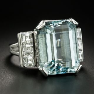 Estate 13.53 Carat Aquamarine and Diamond Cocktail Ring