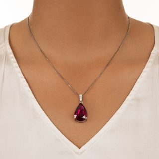 Estate 13.96 Carat Rubellite Tourmaline And Diamond Pendant