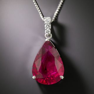 Estate 13.96 Carat Rubellite Tourmaline And Diamond Pendant - 3
