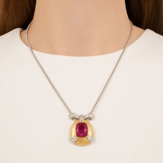 Estate 14.00 Carat Pink Tourmaline and Diamond Necklace