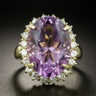 Estate 14 Carat Amethyst and Diamond Cocktail Ring - 3