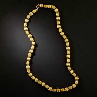Estate 14K Fluted Bead Necklace - 2