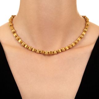 Estate 14K Fluted Bead Necklace