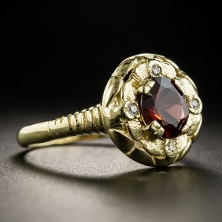 Estate 14K Garnet Diamond Ring