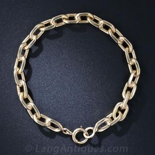 Estate 14k Gold Solid Curb Link Bracelet