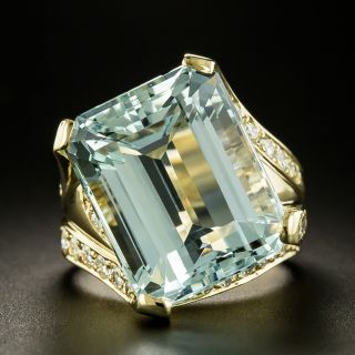 Estate 15.25 Carat Aquamarine and Diamond Ring - 2