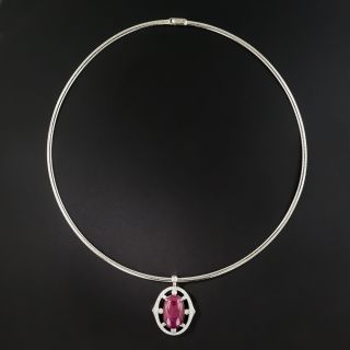 Estate 15.63 Carat Star Ruby and Diamond Necklace