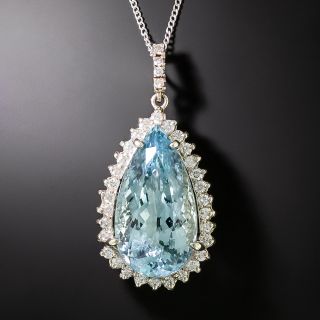 Estate 17.00 Carat Aquamarine and Diamond Pendant - 2