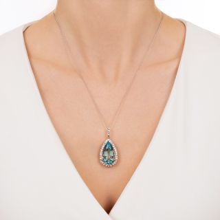 Estate 17.00 Carat Aquamarine and Diamond Pendant
