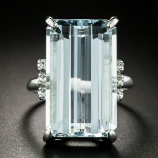 Estate 17.56 Carat Aquamarine and Diamond Ring - 5