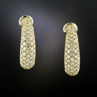 Estate 18K 5.00 Carats Diamond Hoop Earrings  - 2