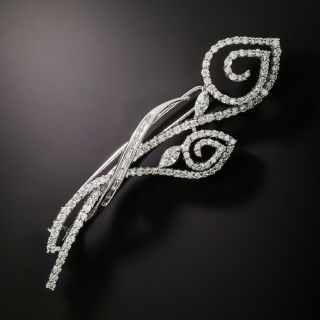 Estate 18K Abstract Diamond Flower Brooch - 3