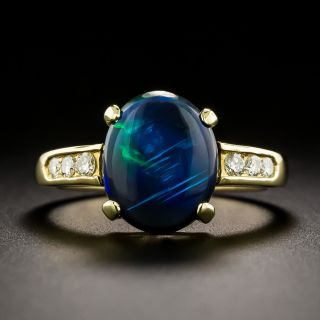 Estate 18K Black Opal and Diamond Ring - 3