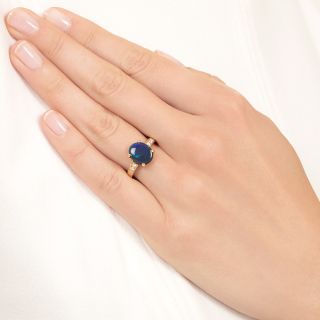 Estate 18K Black Opal and Diamond Ring