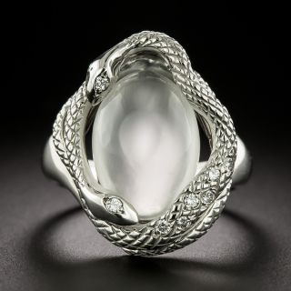 Estate 18K Cat's-Eye Moonstone Snake Ring - 2