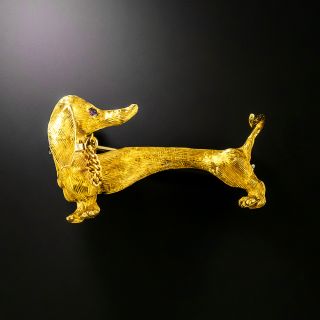 Estate 18K Dachshund Brooch, Italian - 2