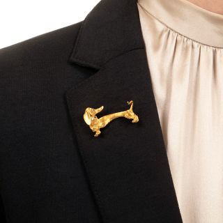 Estate 18K Dachshund Brooch, Italian