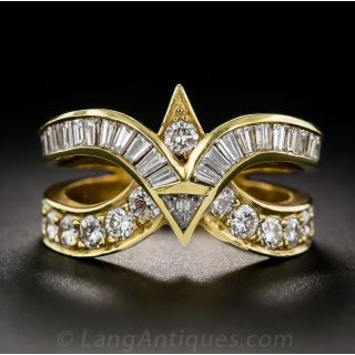 Estate 18K Diamond Band Ring - 1
