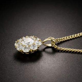 Estate 18K Diamond Cluster Pendant Necklace