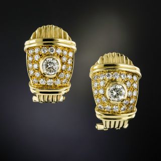 Estate 18K Diamond Earrings - 1