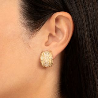 Estate 18K Diamond Hoop Earrings