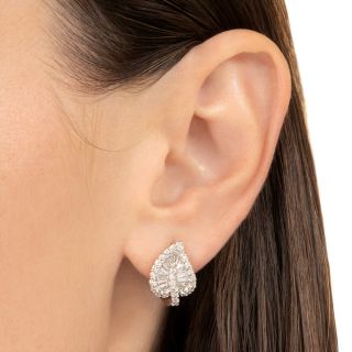 Estate 18K Diamond Leaf Earrings