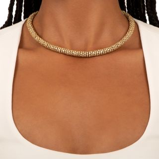 Estate 18K Diamond Tubular Necklace - 32.50 Carats