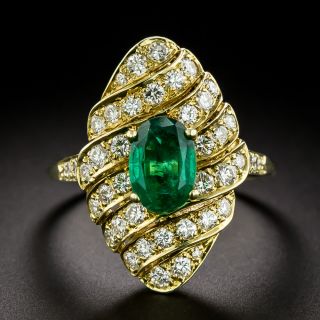 Estate 18K Emerald and Diamond Ring - GIA F1 - 3