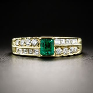 Estate 18K Emerald and Diamond Ring