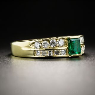 Estate 18K Emerald and Diamond Ring