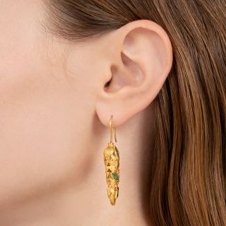Estate 18K Emerald Dangle Earrings