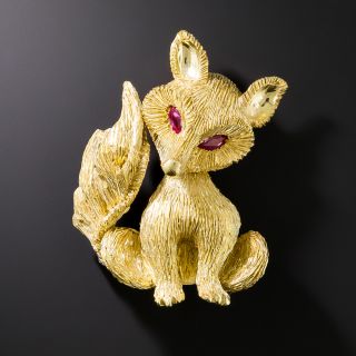 Estate 18K Fox Brooch - 3