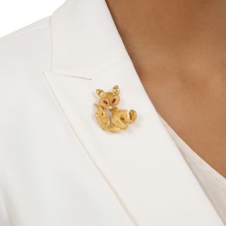 Estate 18K Fox Brooch