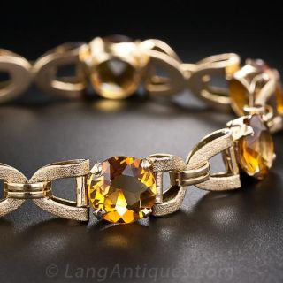 Estate 18K Gold and Citrine Link Bracelet