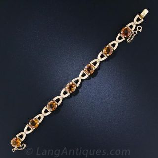 Estate 18K Gold and Citrine Link Bracelet