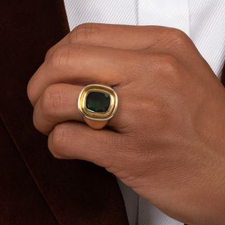 Estate 18K Green Tourmaline Ring