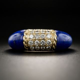 Estate 18K Lapis Diamond Ring - 1