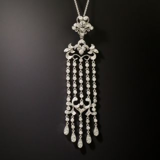 Estate 18K Long Diamond Tassel Necklace  - 2