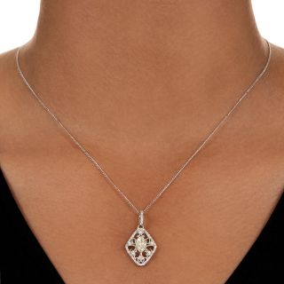 Estate 18K Marquise Diamond Pendant