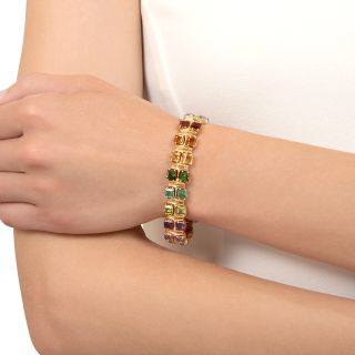 Estate 18K Multicolor Gemstone Bracelet