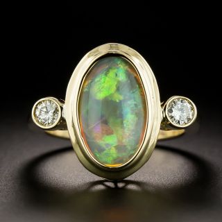 Estate 18K Opal and Diamond Ring - 2