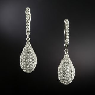 Estate 18K Pavé Diamond Drop Earrings - 4
