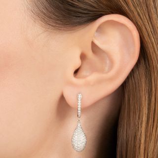 Estate 18K Pavé Diamond Drop Earrings