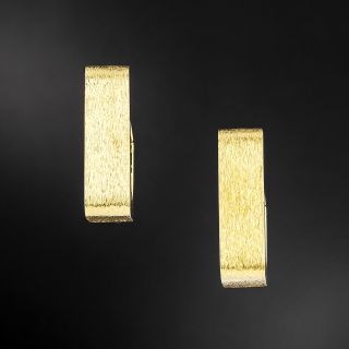 Estate 18K Rectangular Hoop Earrings - 2