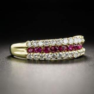 Estate 18K Ruby and Diamond Band Ring