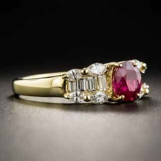 Estate 18K Ruby and Diamond Ring