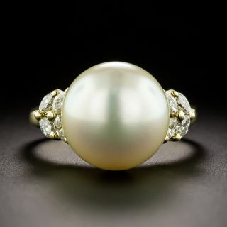 Estate 18K South Sea Pearl and Diamond Ring - 3